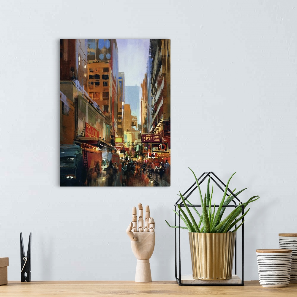 A bohemian room featuring Urban Street With Buildings