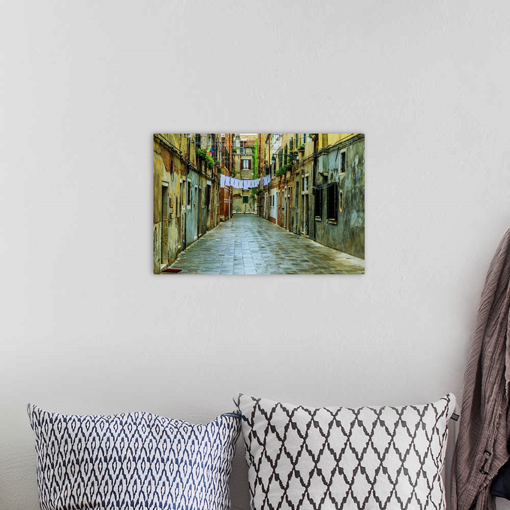 A bohemian room featuring Venice, Italy - old street and historic tenements.