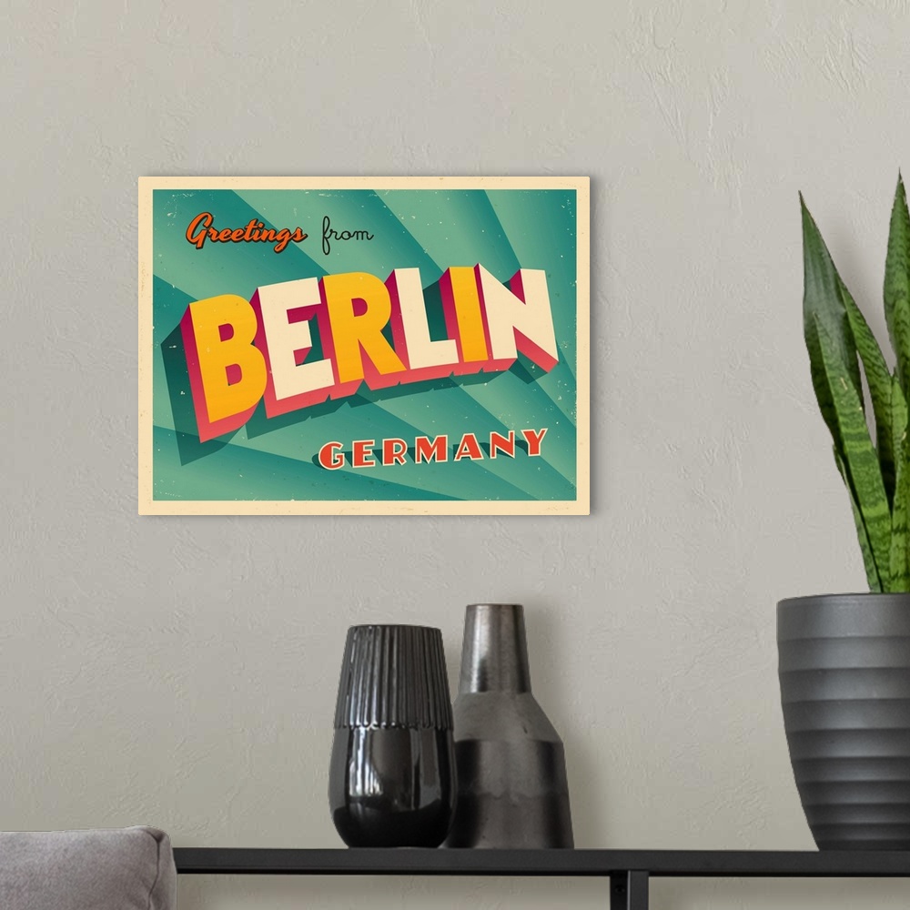 A modern room featuring Vintage touristic greeting card - Berlin.