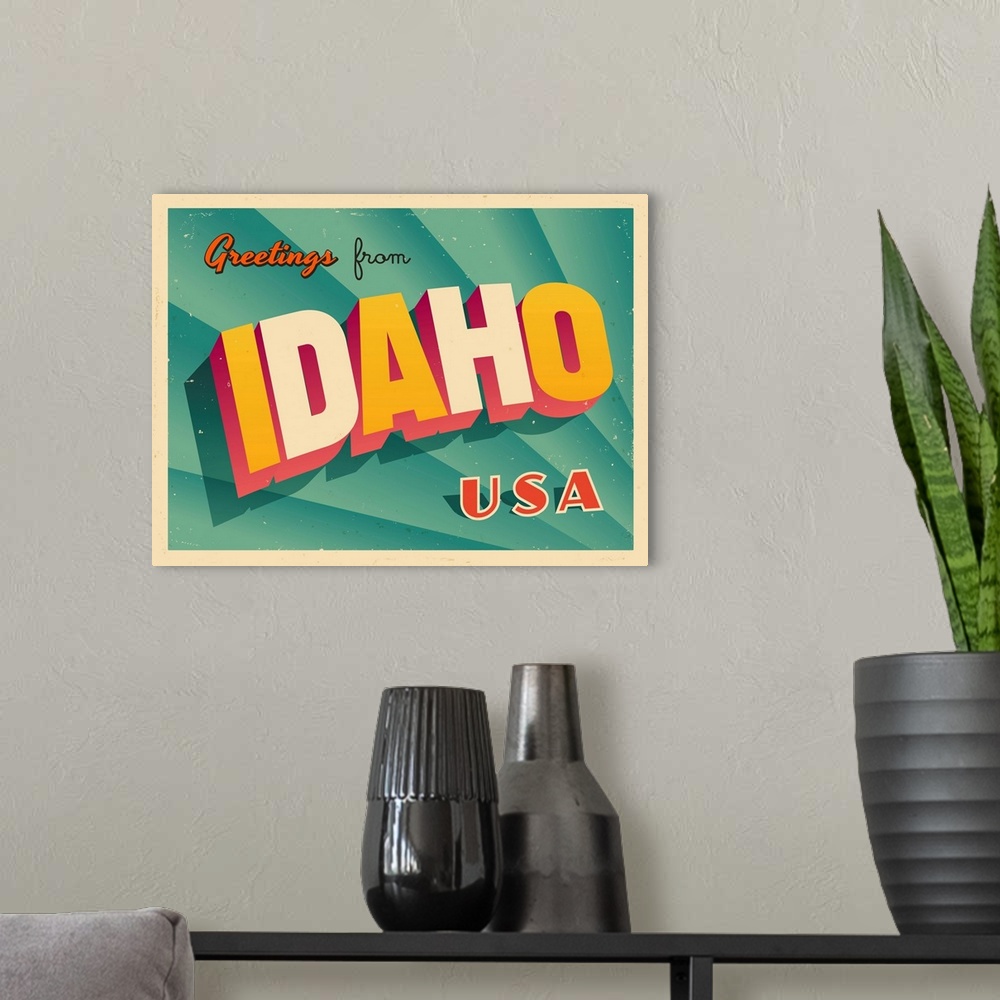 A modern room featuring Vintage touristic greeting card - Idaho.
