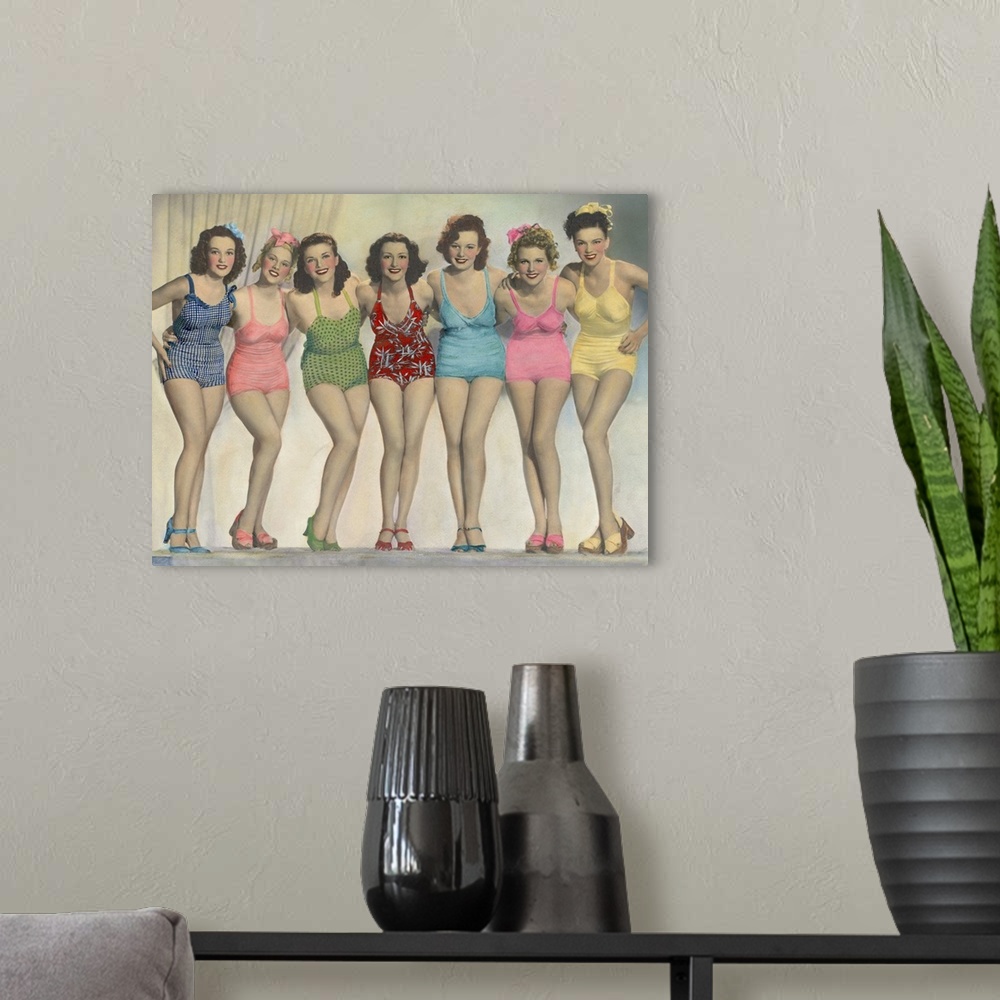 A modern room featuring Women Posing In Bathing Suits