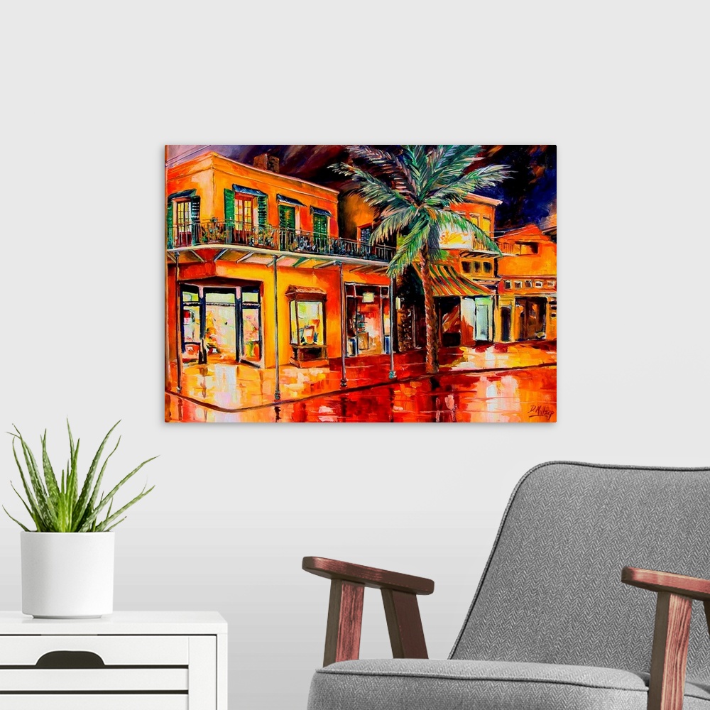 A modern room featuring New Orleans' Frenchmen Street