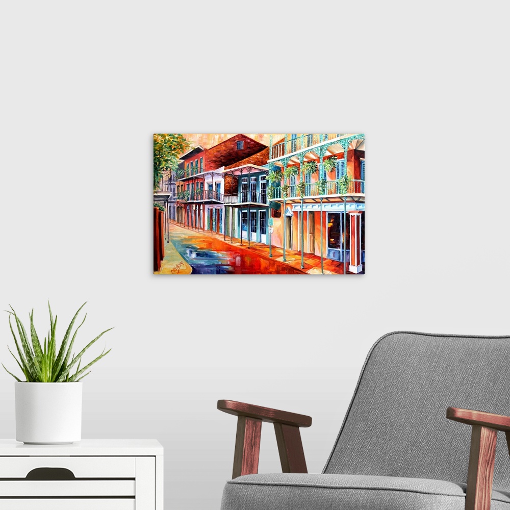 A modern room featuring Sunny French Quarter Street