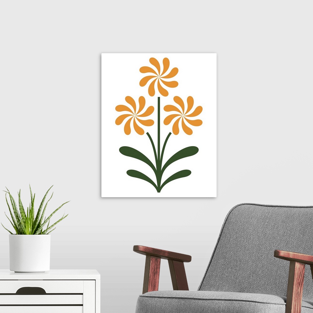 A modern room featuring From the Mid Century Modern Floral Series