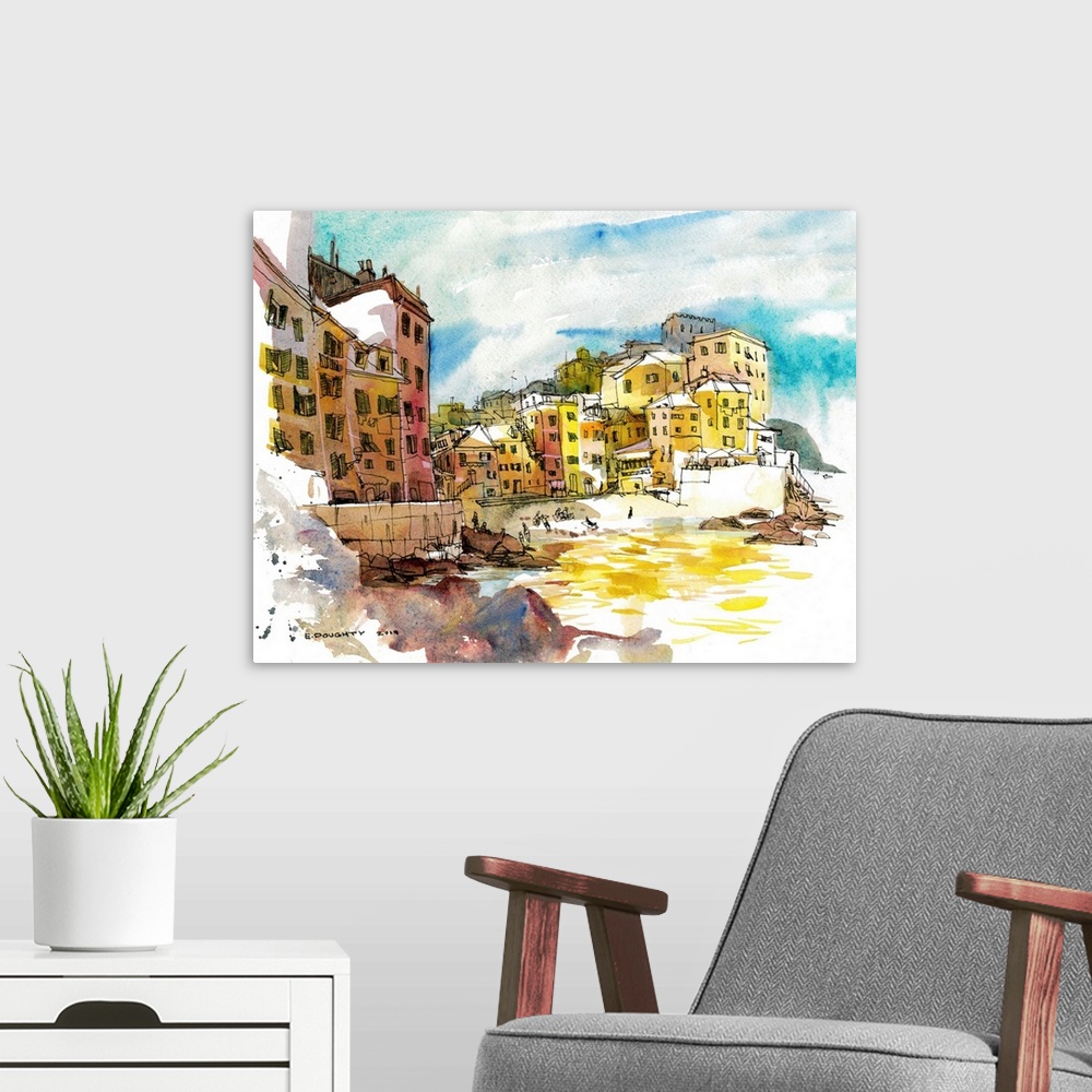 A modern room featuring A charming Mediterranean village on the Ligurian coast in Northern Italy. Boccadasse is just outs...