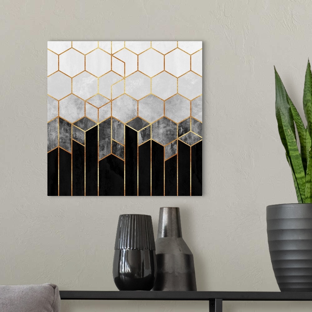 A modern room featuring Charcoal Hexagons