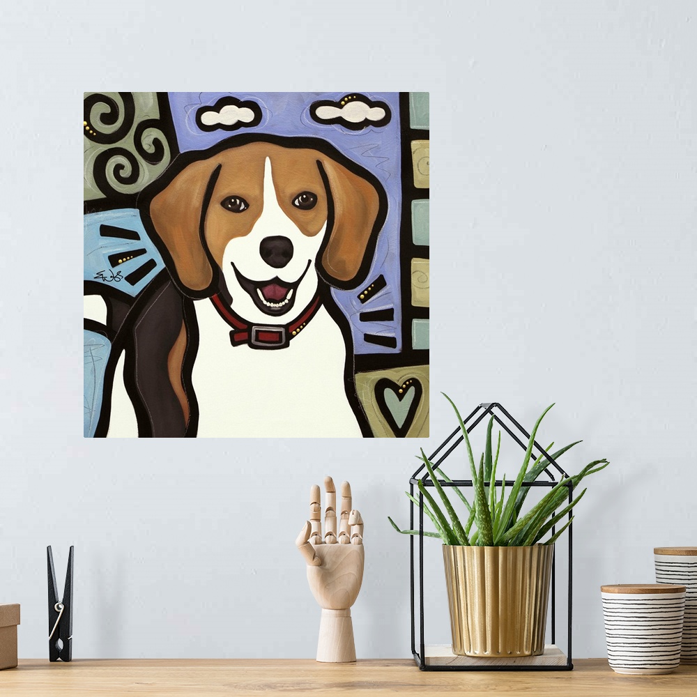 A bohemian room featuring Beagle Pop Art