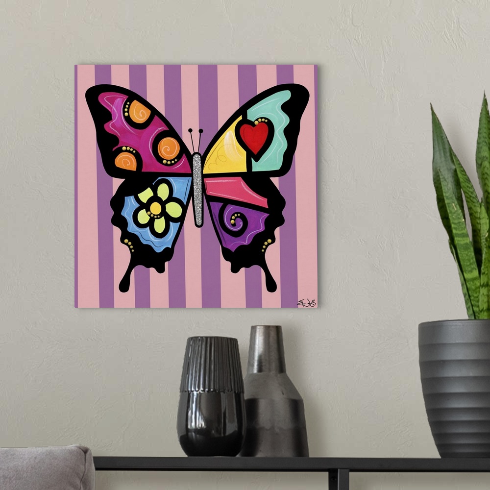A modern room featuring Butterfly flower