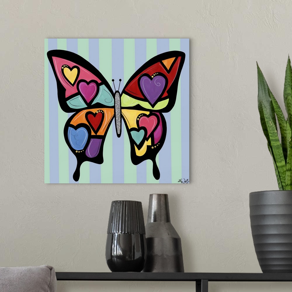 A modern room featuring Butterfly Hearts