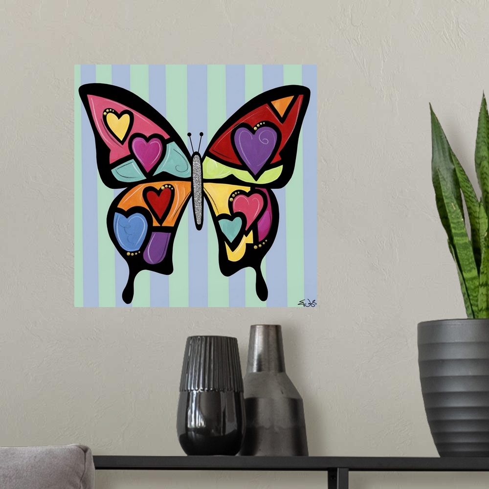 A modern room featuring Butterfly Hearts