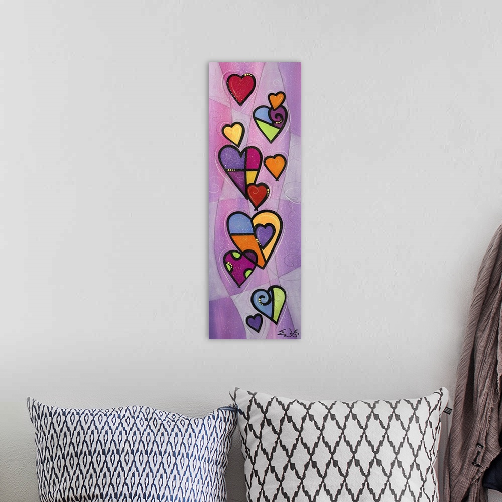 A bohemian room featuring Cascading Hearts on Purple