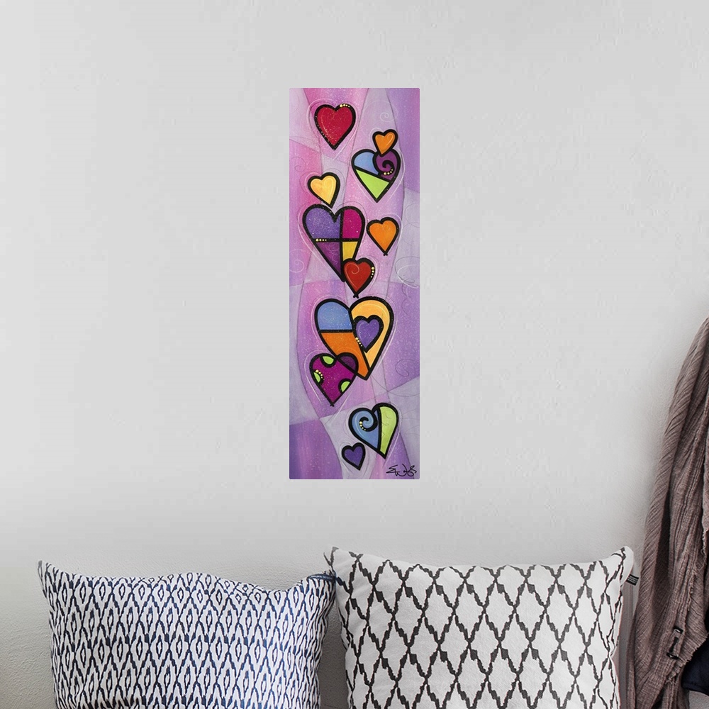A bohemian room featuring Cascading Hearts on Purple