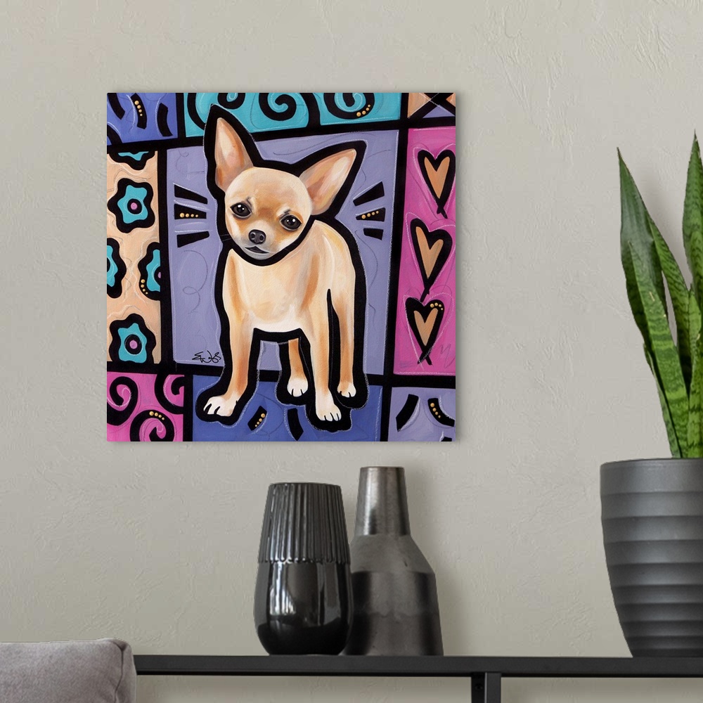 A modern room featuring Chihuahua Pop Art