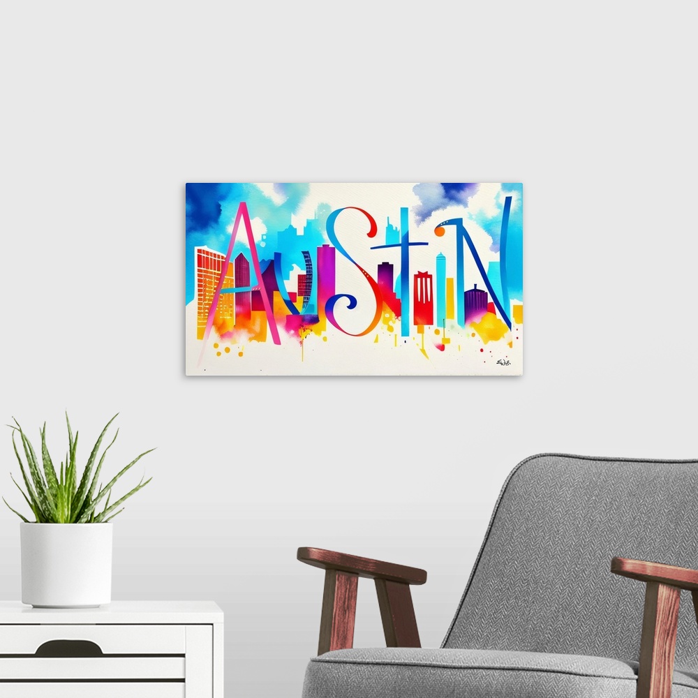 A modern room featuring City Strokes Austin