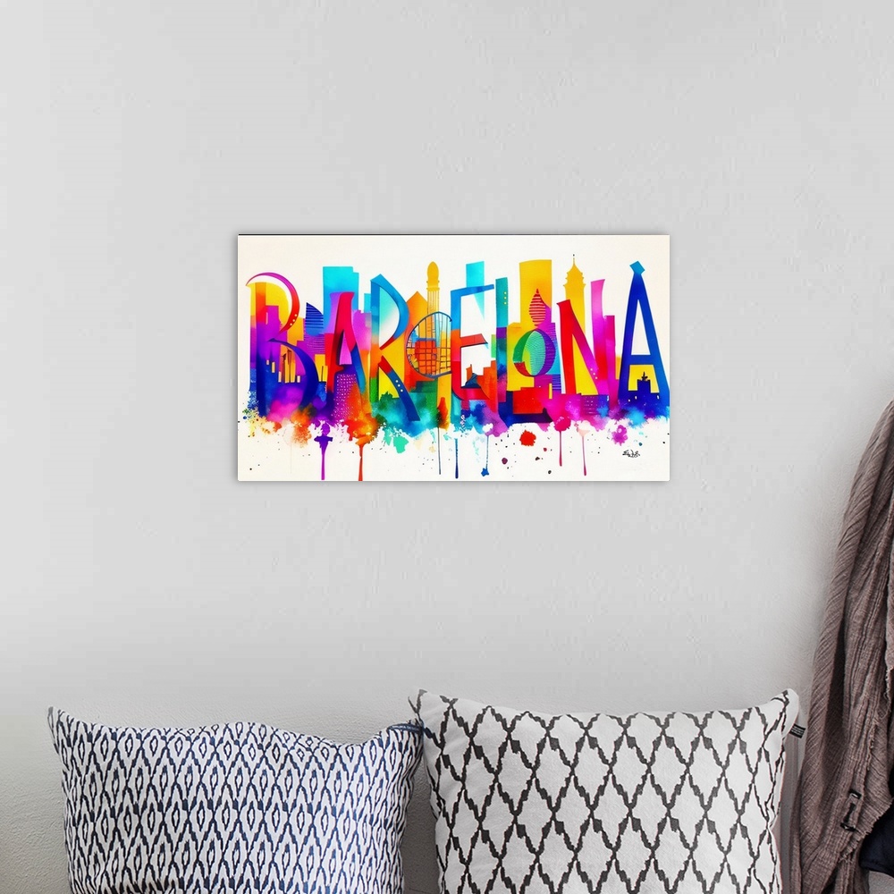 A bohemian room featuring City Strokes Barcelona