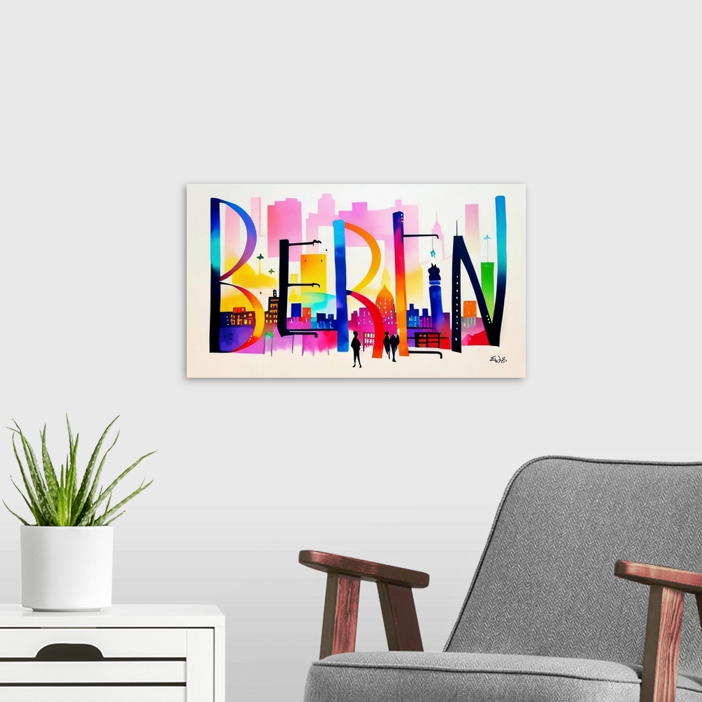 A modern room featuring City Strokes Berlin