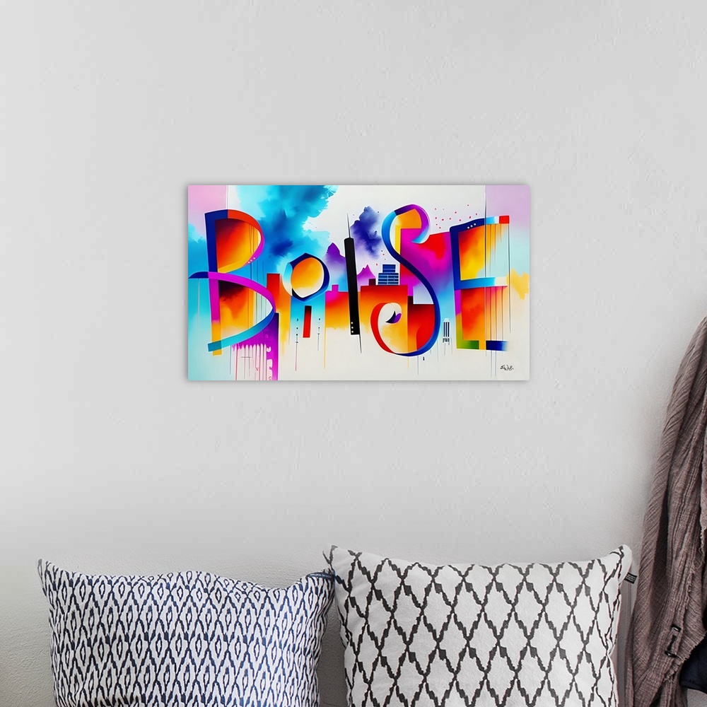 A bohemian room featuring City Strokes Boise
