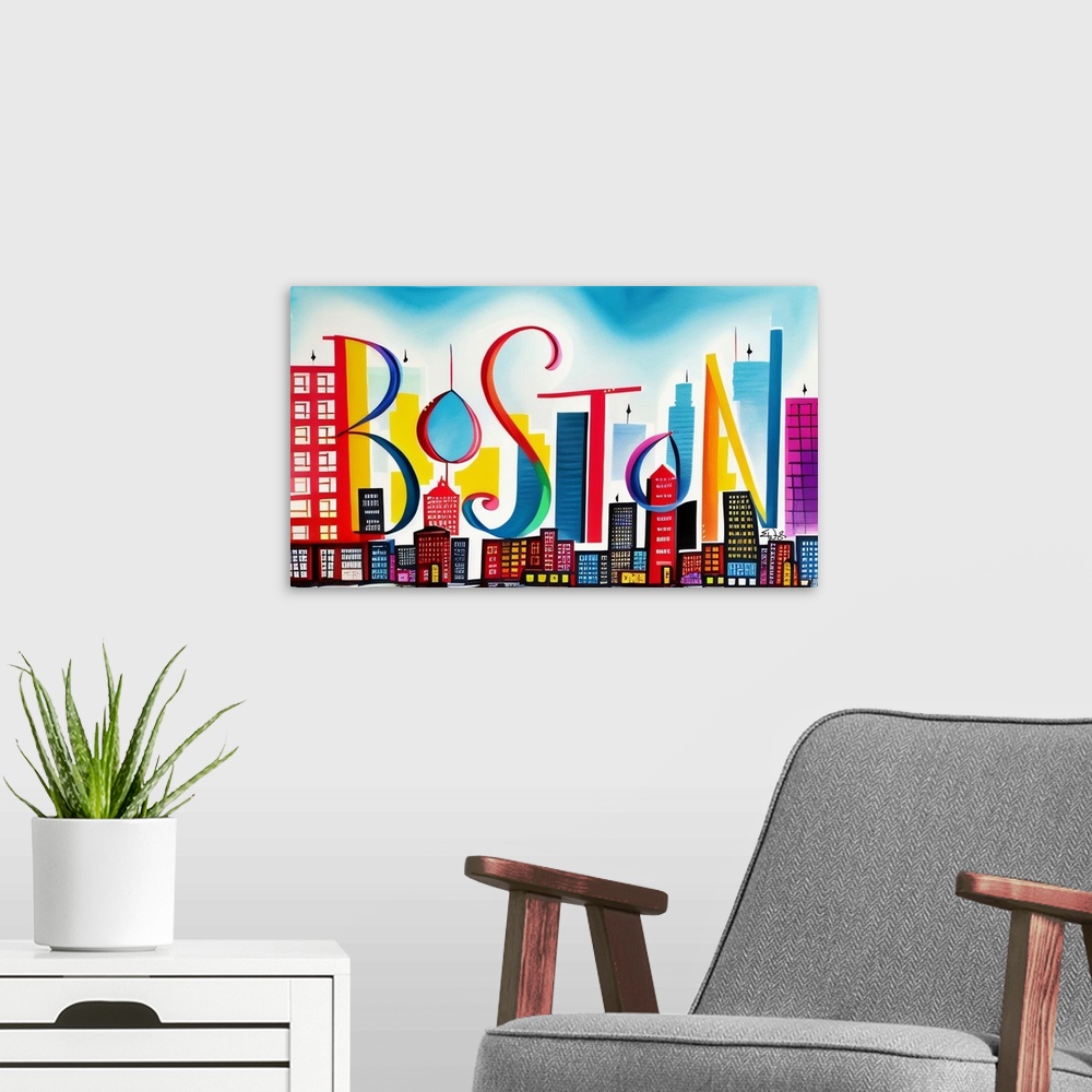 A modern room featuring City Strokes Boston