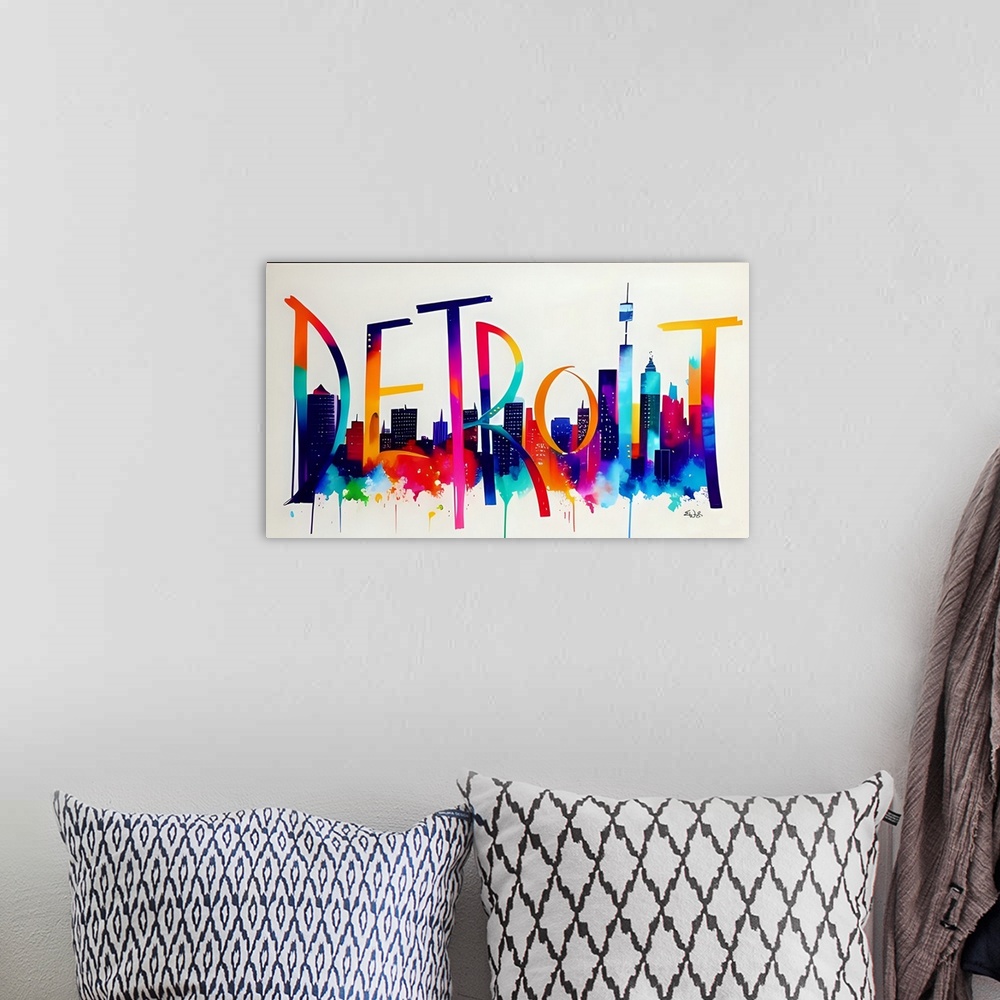 A bohemian room featuring City Strokes Detroit