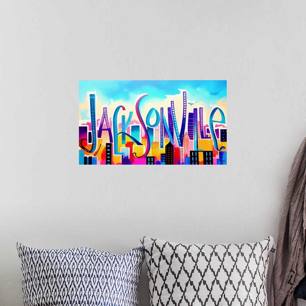 A bohemian room featuring City Strokes Jacksonville