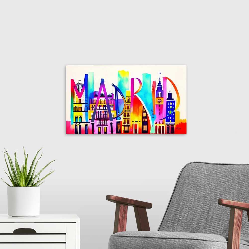 A modern room featuring City Strokes Madrid
