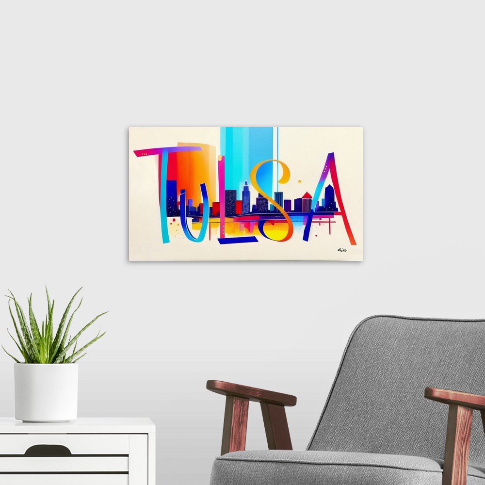 A modern room featuring City Strokes Tulsa