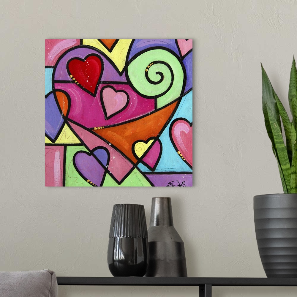 A modern room featuring Colourful Love I