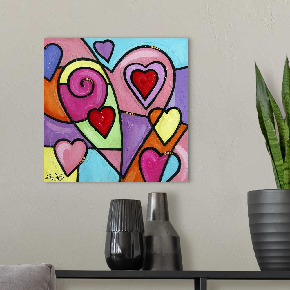 A modern room featuring Colourful Love II