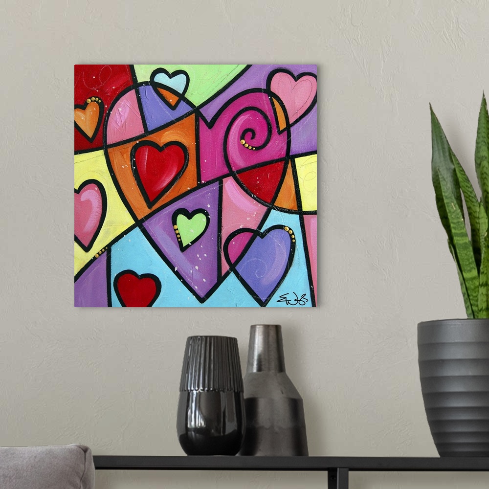 A modern room featuring Colourful Love III