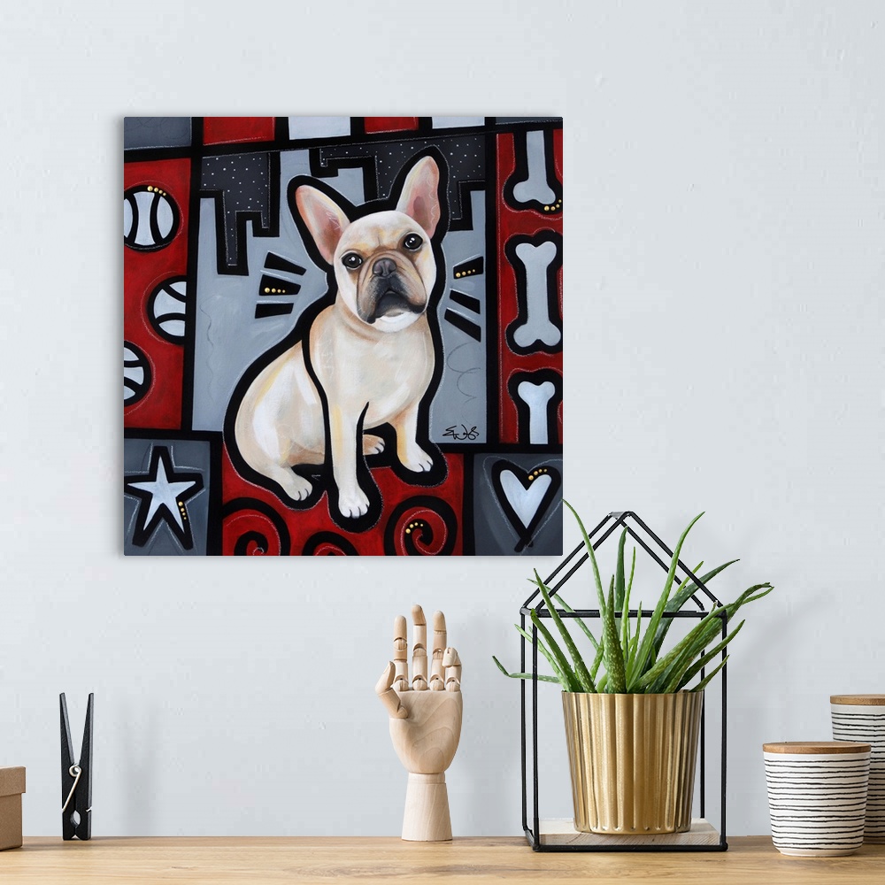 A bohemian room featuring French Bulldog Pop Art