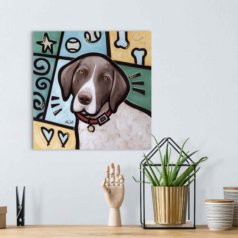 A bohemian room featuring German Shorthaired Pointer Pop Art