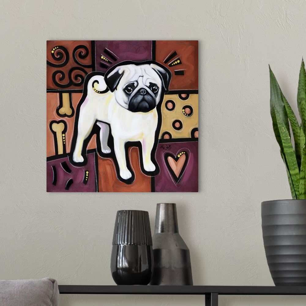 A modern room featuring Pug Pop Art