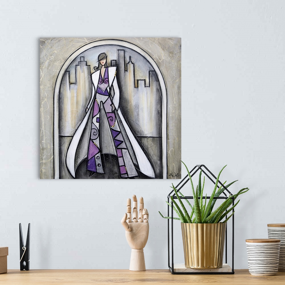 A bohemian room featuring Purple pant suit in the city