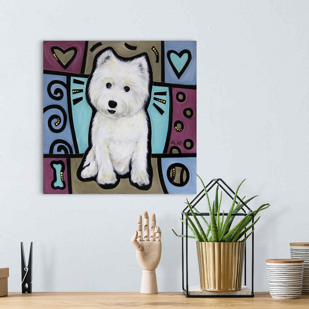 A bohemian room featuring West Highland White Terrier Pop Art