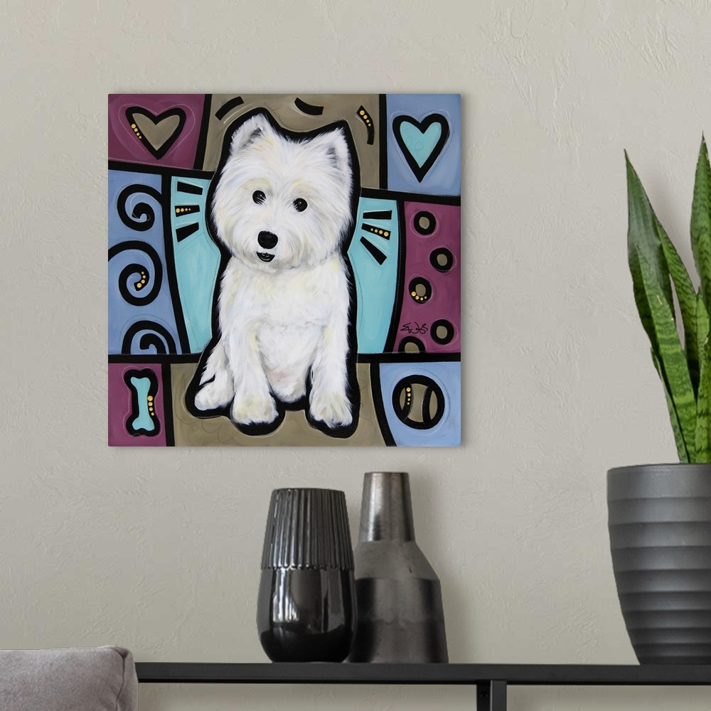 A modern room featuring West Highland White Terrier Pop Art