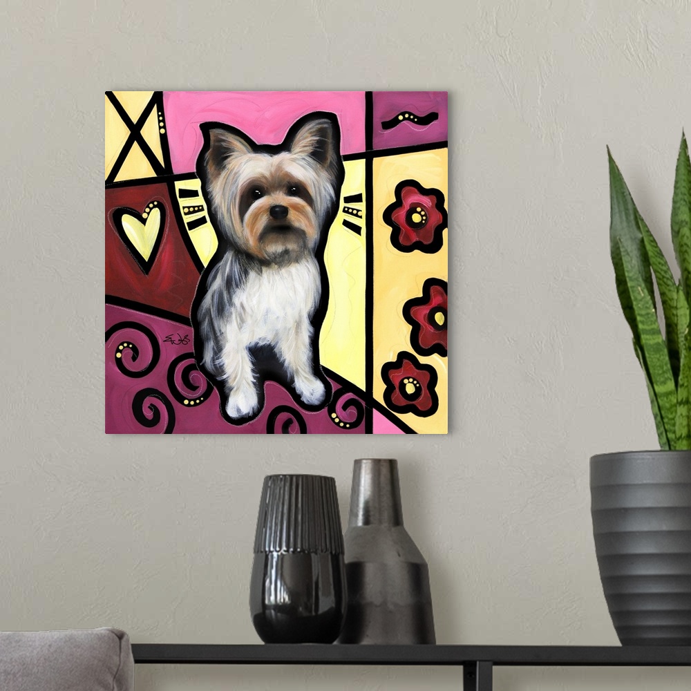 A modern room featuring Yorkshire Terrier Pop Art