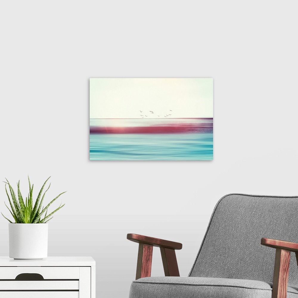 A modern room featuring Abstract of the ocean.