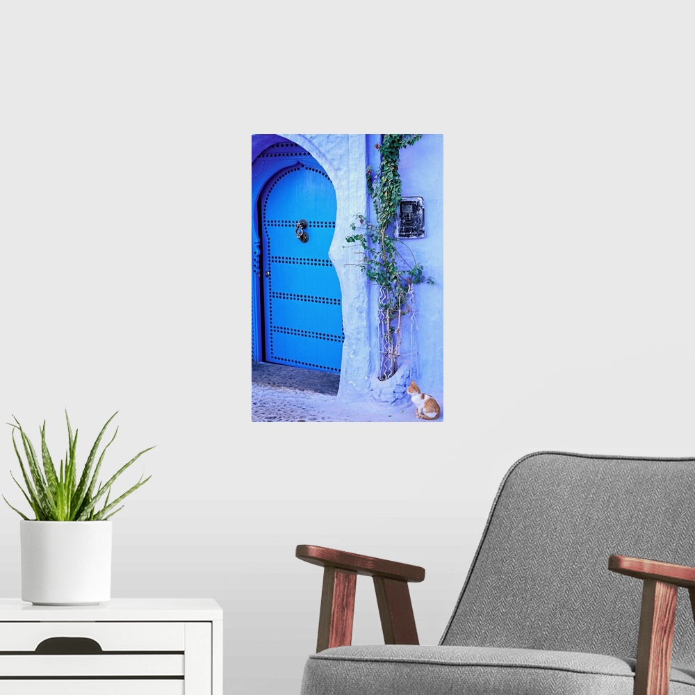 A modern room featuring Morocco, Al-Magreb, Morocco, Rif Mountains, Chefchaouen town, a door