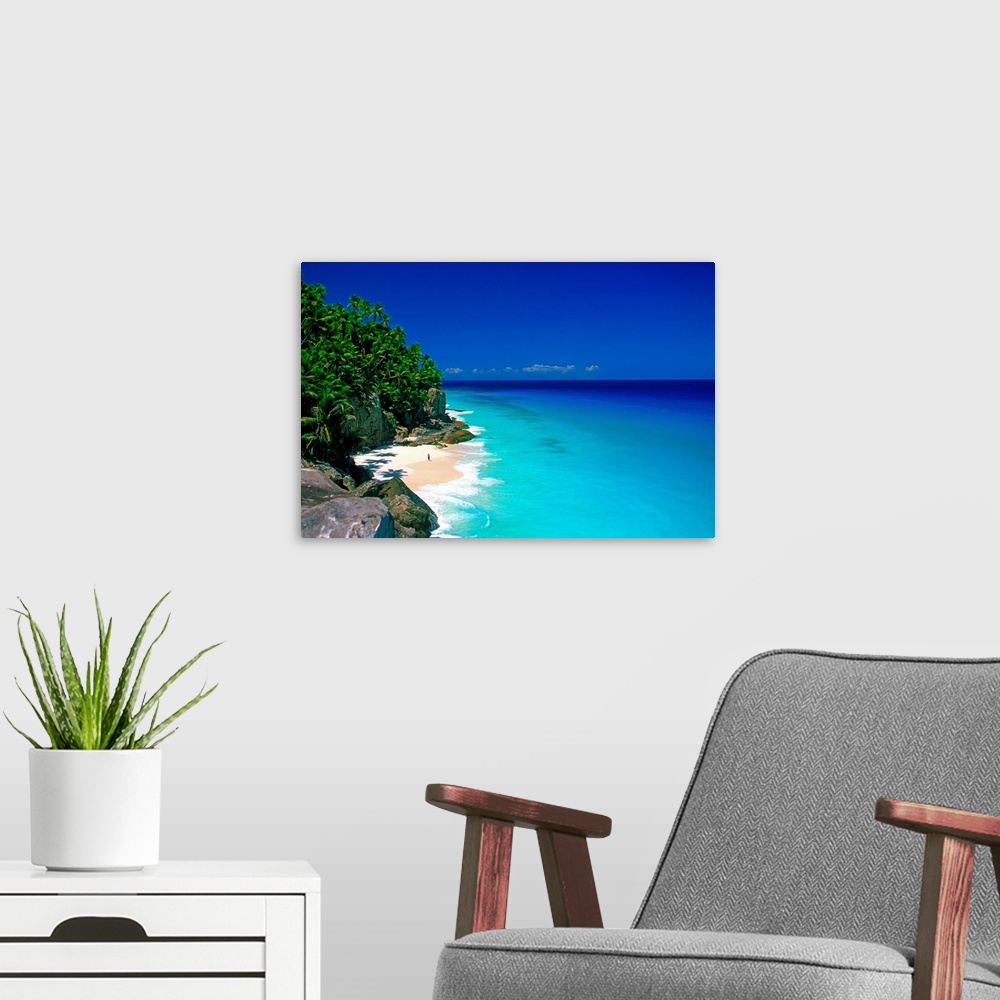A modern room featuring Africa, Seychelles, Fregate island, beach