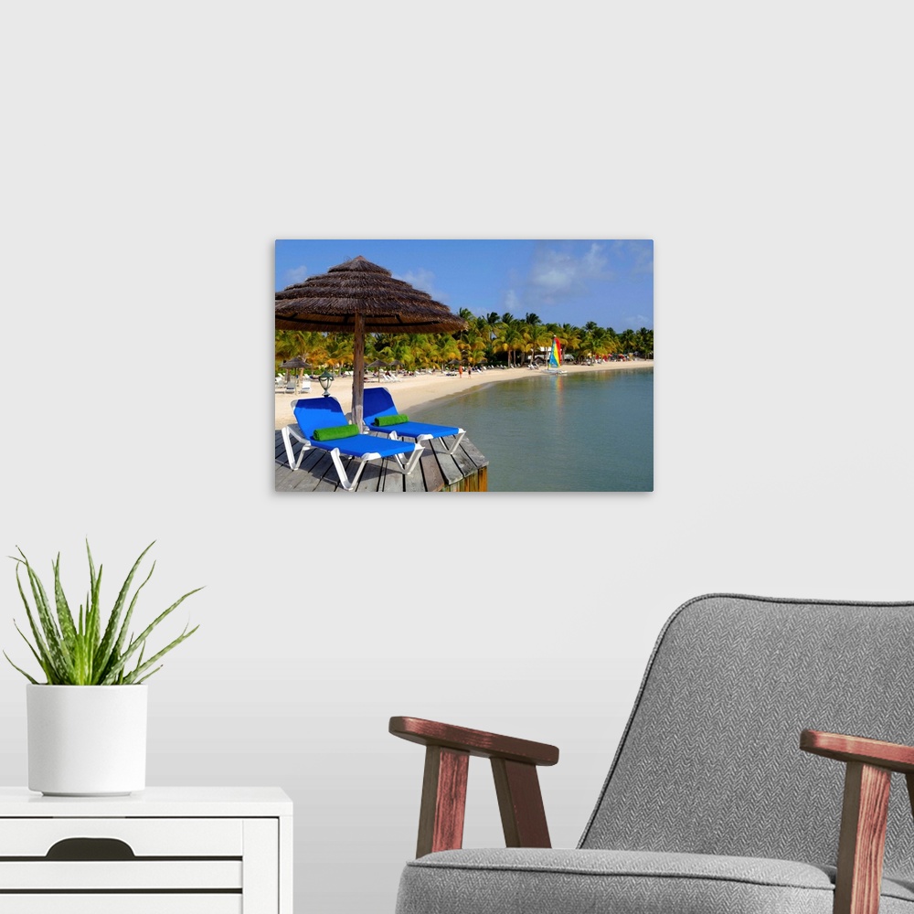 A modern room featuring Antigua and Barbuda, View of Mamora beach and St James Club