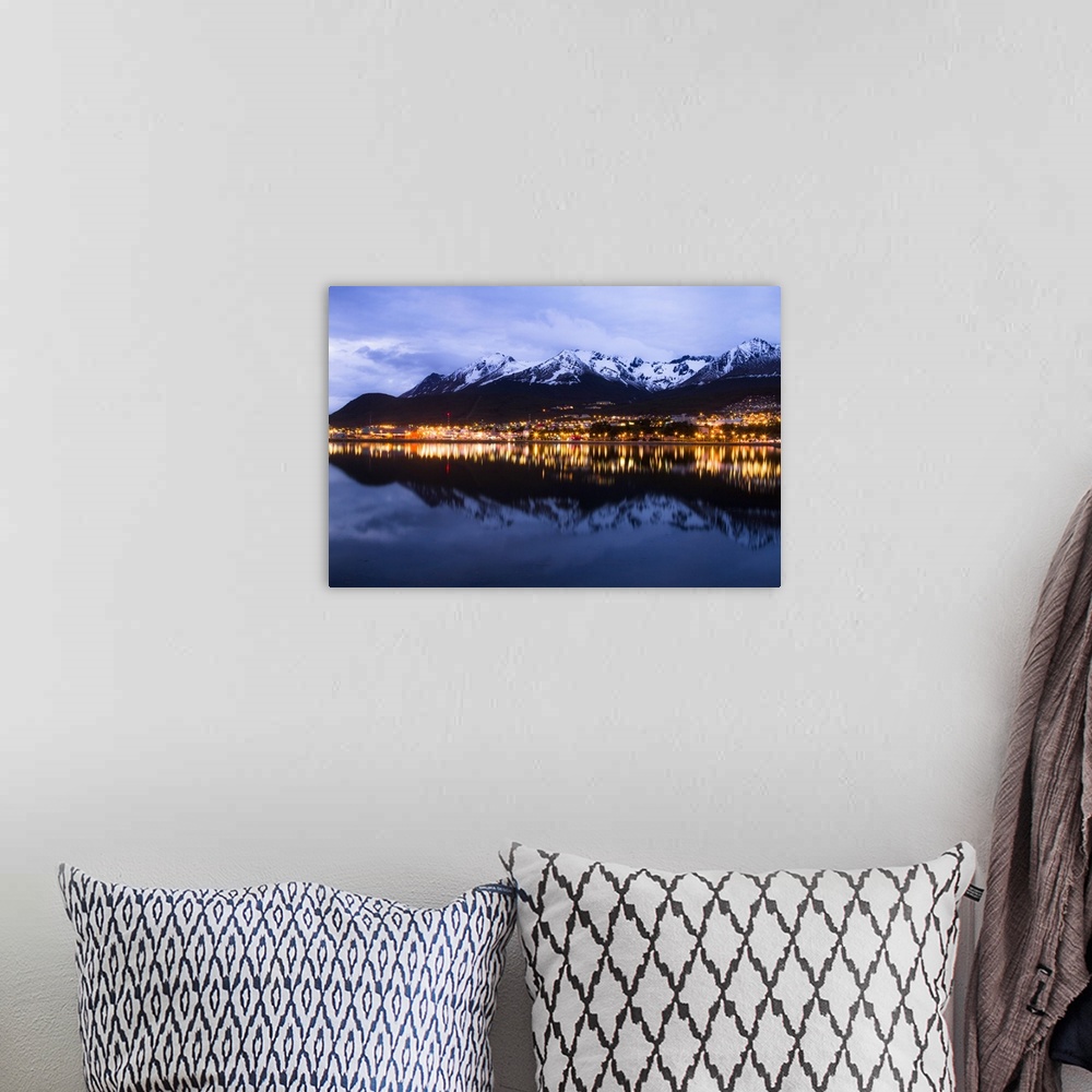 A bohemian room featuring Argentina, Tierra del Fuego, Ushuaia, Patagonia, Andes, The harbor during the night.