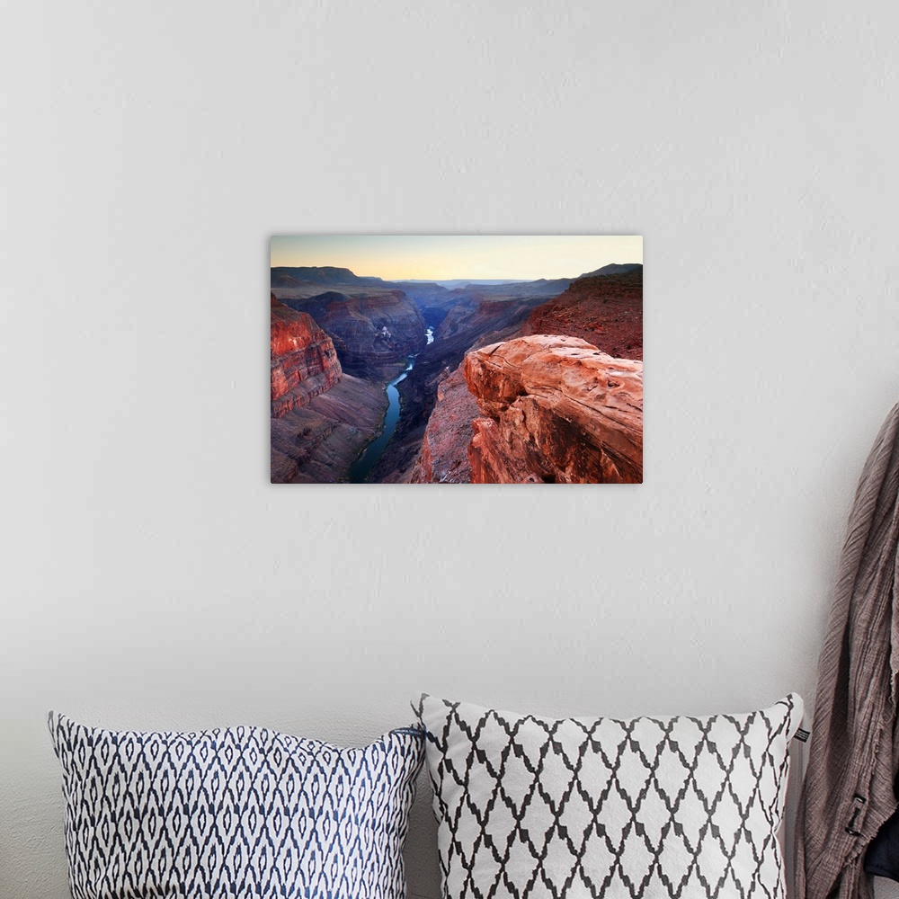 A bohemian room featuring USA, Arizona, Grand Canyon, Sunset on Colorado River from Toroweap Point on the North Rim.
