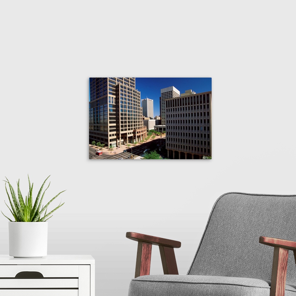 A modern room featuring United States, USA, Arizona, Phoenix, View of the downtown
