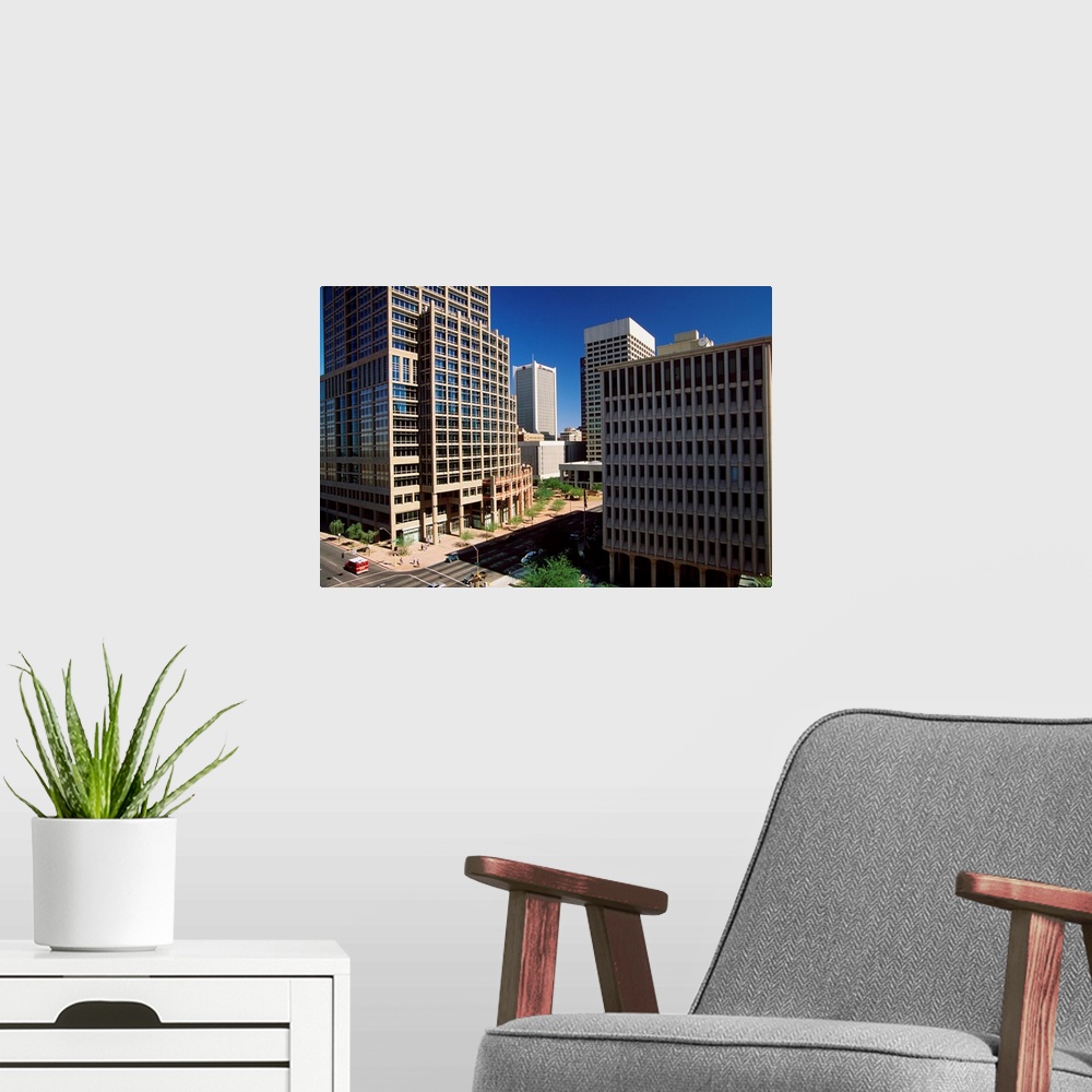A modern room featuring United States, USA, Arizona, Phoenix, View of the downtown