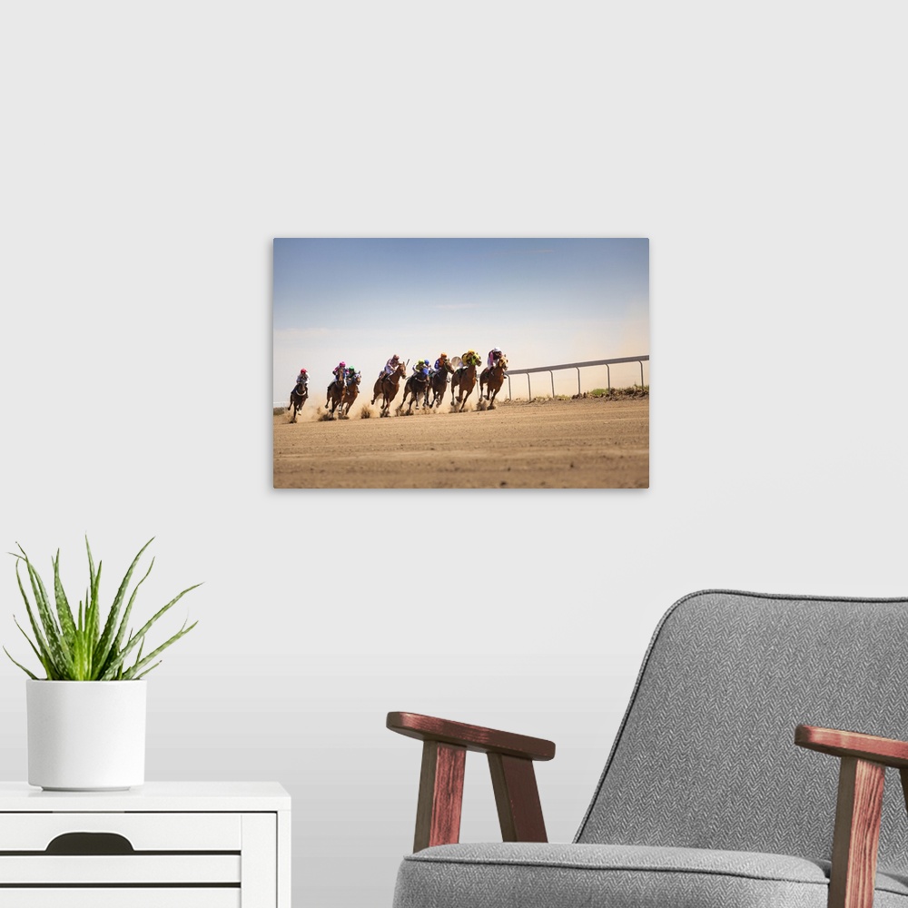 A modern room featuring Australia, Queensland, Oceania, Birdsville, Horse racing in the outback.