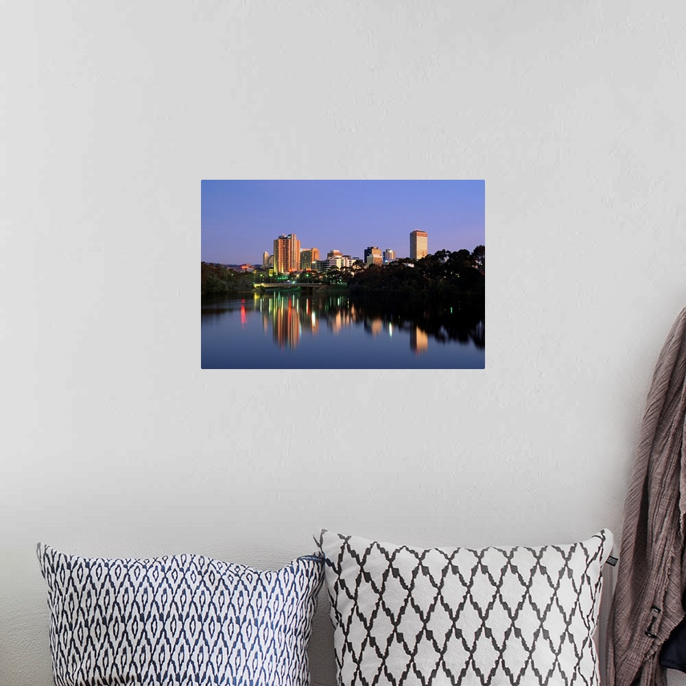 A bohemian room featuring Australia, South Australia, Adelaide, View of the town from Torrens Lake