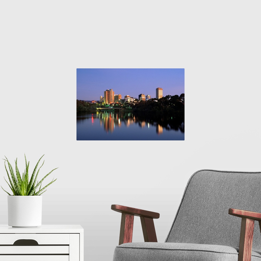 A modern room featuring Australia, South Australia, Adelaide, View of the town from Torrens Lake