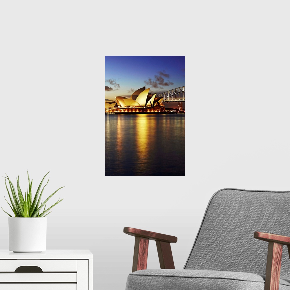 A modern room featuring Australia, Sydney, Sydney Opera House, Sydney Harbor Bridge, Sydney Opera House at night