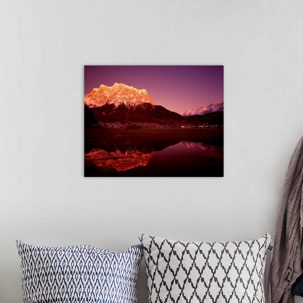 A bohemian room featuring Austria, Tyrol, View towards Zugspitze mountain from Ehrwald village
