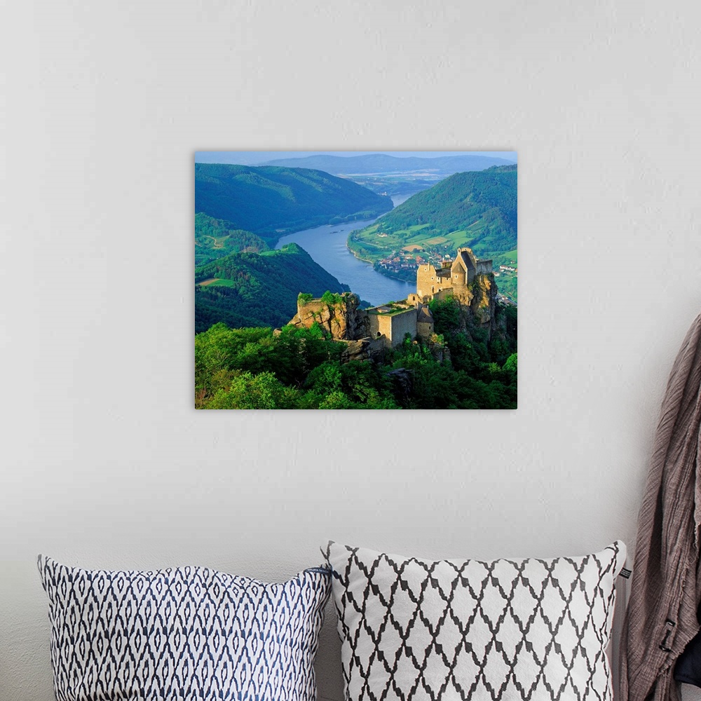 A bohemian room featuring Austria, Wachau, Aggstein castle on Danube river